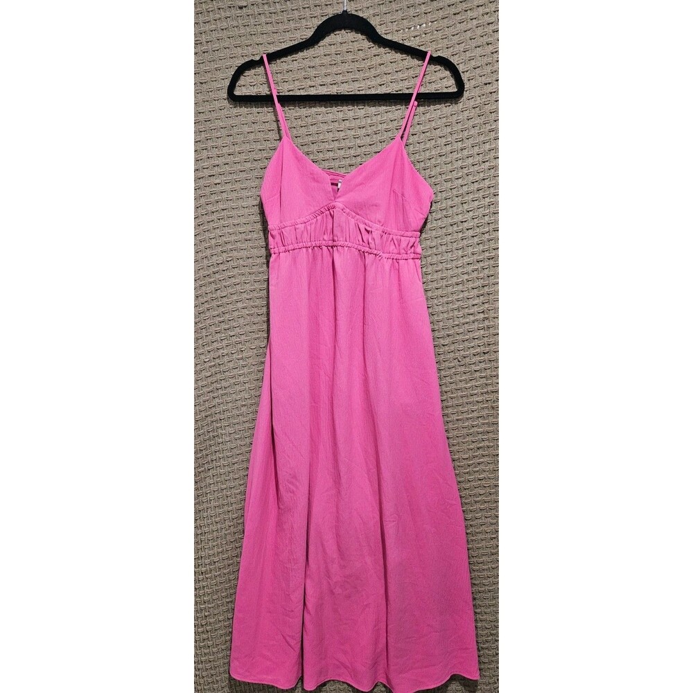 A New Day XS Hot Pink Maxi Dress Spaghetti Strap Empire Waist Summer